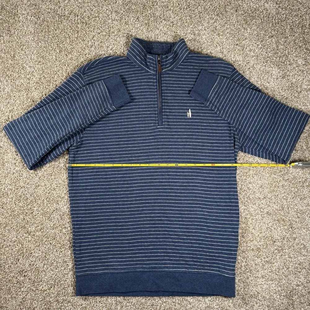 Johnnie O Mens Size S Surf Golf Blue Stripe‎ Emmett 1/4 Zip Long Sleeve Pullover
